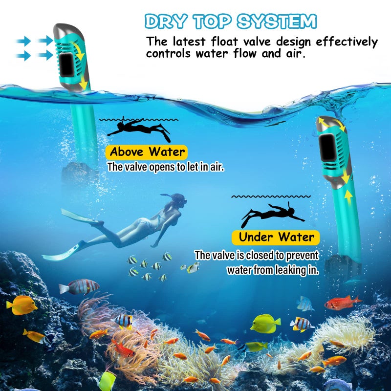 Greatever Dry Snorkel Set,Panoramic Wide View,Anti-Fog Scuba Diving Mask,Professional Snorkeling Gear for Adults - Image 4